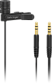 Behringer BC LAV GO конденсаторный петличный микрофон, разъем 3.5 мм TRS, переходник на 3.5 мм TRRS, с ветрозащитой и клипсой, кабель 1.2 м, черный