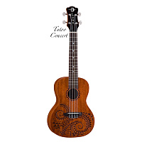 Luna UKE TC MAH  укулеле концерт, чехол , коричневая, лазерная гравировка - волшебные узоры