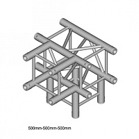 Dura Truss DT 34 T40-TD T- joint + Down Узел стыковочный четырехлучевой - T+Down, 90°, алюминиевый, сечение 290х290 мм, длина сторон 500 см. Труба 50х2. Вес 7.4 кг