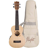 FLIGHT DUC525 EQ SP/ZEB  укулеле концерт со звукоснимателем, верхняя дека массив ели, корпус зебрано,  чехол в комплекте