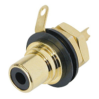 Neutrik NYS367-0 панельный разъем RCA, черный изолятор, золоченые контакты