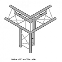 Dura Truss DT 23 C31-ULDR 3way corner 90 Узел стыковочный 3-х лучевой, 90гр, алюминиевый, сечение 220х220мм, длина сторон 50см. Труба 35х2. Вес 3,0кг