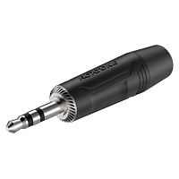 ROXTONE RMJ3P-BN Разъем 3.5 мм стерео с резиновым держателем под кабель, цвет черный