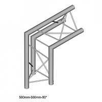 Dura Truss DT 23 C24-L90 Узел стыковочный двухлучевой - угол, 90°, алюминиевый, сечение 220х220 мм, длина сторон 50 см. Труба 35х2. Вес 2,0 кг