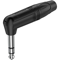 ROXTONE RJ3RP-BN Разъем JACK 6.3 мм stereo Male угловой с резиновым держателем под кабель, цвет черный