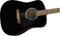 FENDER FA-115 Dread Pack Black комплект: акустическая гитара, чехол, ремень и набор медиаторов