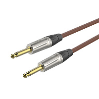 ROXTONE TGJJ100-TBN/10 Кабель инструментальный, цвет коричневый, диаметр 7 мм, 2x6.3 мм mono Jack, длина 10 метров