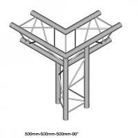Dura Truss DT23-C34LD Узел стыковочный 3-х лучевой, 90гр, алюминиевый, сечение 220х220мм, длина сторон 50см. Труба 35х2. Вес 3,2кг
