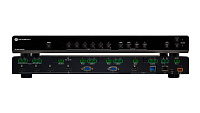 Atlona AT-UHD-CLSO-601  4K/UHD 6х1 на HDMI/HDBaseT мультиформатный коммутатор, позволяющий подключать 4 HDMI  и 2  VGA  источника, и передавать сигнал на локальный дисплей по HDMI и в удаленную зону по витой паре (HDBaseT)