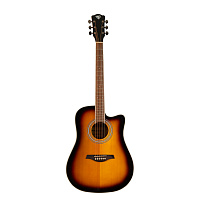 ROCKDALE Aurora D6 C SB Gloss акустическая гитара, дредноут с вырезом, цвет санберст, глянцевое покрытие