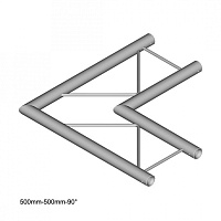 Dura Truss DT 22 C21H-L90 Узел стыковочный двухлучевой - угол, 90°, алюминиевый, сечение 220х220 мм, длина сторон 50 см. Труба 35х2.