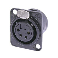 Neutrik NC4FD-L-B-1 панельный разъем XLR female черненый корпус, золоченые контакты 4 контакта