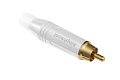 Amphenol ACPR-WHT Кабельный разъем RCA, серия M, штекер, белый, позолоченные контакты