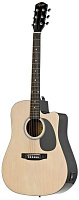 FENDER SQUIER SA-105CE DREADNOUGHT NAT W/FISHMAN PREAMP гитара электроакустическая с пьезозвукоснимателем, цвет натуральный