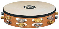 MEINL TAH2M-SNT - тамбурин с мембраной, 2 ряда джинглов (4х2 пары - никелированные и 4х2 пары - медь), корпус - дерево, цвет - светлый натуральный