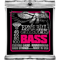 Ernie Ball 3834 струны для бас-гитары Coated Bass Super Slinky (45-65-80-100)
