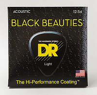 DR BKA-12 струны для акустической гитары, калибр 12-54, серия BLACK BEAUTIES™, обмотка фосфористая бронза, покрытие есть