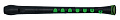 NUVO Recorder+ Black/Green with hard case блокфлейта сопрано, строй С, немецкая система, накладка на клапаны, материал АБС пластик, цвет черный/зеленый