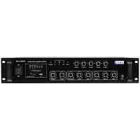 PROAUDIO MA-6240UF Трансляционный микшер-усилитель, 1-канальный, 240 Вт, 3 микр. входа, приоритет первого микр. входа, 3 лин. входа, 5 зон с индивидуальными регуляторами громкости, USB/SD MP3-проигрыватель, Bluetooth, пульт ДУ, питание 220 В