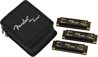 FENDER Blues DeVille Harmonica Pack of 3 with Case губная гармоника, набор из 3 шт. с кейсом