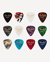 FENDER 351 Shape Celluloid Medley Heavy (12) медиаторы, жесткие, набор из 12 шт.