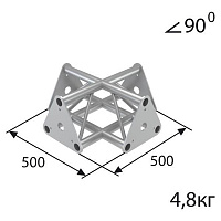 IMLIGHT T40/31-41 Стыковочный узел для 4-х ферм под 90°, d40х2 / d16х2 мм. Крепежный размер 142 мм, М10