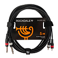ROCKDALE DC005-5M компонентный кабель, 5 метров, разъемы 2 Mono Jack Male - 2 RCA Male (тюльпаны)