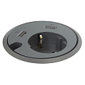 Kondator 935-PD14 Встраиваемая розетка для монтажа в стол. Встроенные разъемы 2xUSB. Отверстие для кабеля 9,5 мм. Размеры (ØxВ) 83х(89–140) мм. Монтажное отверстие (диаметр) 79 мм. Длина кабеля питания 1,25 м. Цвет черный