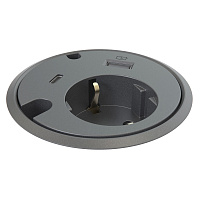 Kondator 935-PD16 Встраиваемая розетка для монтажа в стол, 1xUSB QC 2.0 (5–12 В, 1–2 А), 1xUSB-C 3.1 Gen 1 (20 В, 3 А), отверстие для кабеля 7 мм, отверстие для кабеля 9,5 мм. Размеры (ØxВ) 83х(89–140) мм, цвет черный