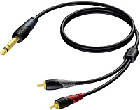 Procab CLA719/1.5 Аудиокабель Jack 6,3 мм стерео (вилка) 2х RCA (вилка), 1.5 м