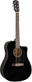 FENDER CD-60SCE Dread Black WN электроакустическая гитара, топ массив ели, накладка орех, цвет черный
