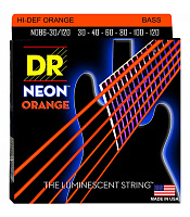 DR NOB6-30/120 струны для 6-струнной бас-гитары, калибр 30-120, серия HI-DEF NEON™, обмотка никелированная сталь, покрытие люминесцентное