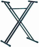 K&M 18963-071-55 стойка для клавишных инструментов X-stand, один уровень, двойная рама, сталь, черная, высота от 400 до 905 мм., ширина 470 до 760 мм., нагрузка до 50 кг.