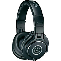 Audio-Technica ATH-M40x Наушники закрытого типа, импеданс 35 Ом, частотный диапазон 15 Гц – 24 кГц, чувствительность 96 дБ, 2 кабеля – витой и прямой по 3 м, складная конструкция, вес 240 г.