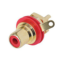 Neutrik NYS367-2 панельный разъем RCA, красный изолятор, золоченые контакты