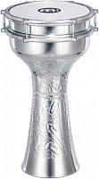 MEINL HE-315  дарбука, алюминий, с джинглами 8 1/4" x 16", мембрана - синтетика, ручная ковка рисунка, настроечный ключ в комплекте