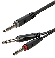 ROXTONE RAYC100/6 Инсертный кабель, 6.3 мм stereo Jack  2x6.3 мм mono Jack, длина 6 метров