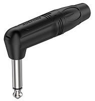 ROXTONE RJ2RP-BN Разъем 6.3 мм mono Male Jack угловой, с резиновым держателем под кабель, цвет черный