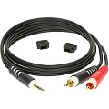 KLOTZ AY7-0300 аудиокабель 2 x RCA - стерео мини джек 3.5 мм, контакты позолочены, цвет чёрный, длина 3 метра