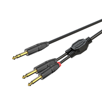 ROXTONE GPTC130/3 Аудиокабель, 5.5 мм, 6.3 мм stereo Jack - 2x6.3 мм mono Jack, цвет черный, длина 3 метра