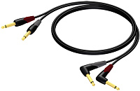 Procab CLA603/3 Аудиокабель 2 джек  6.3 мм моно - 2 джек 6.3 мм моно угловые, длина 3 метра