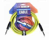 PROAUDIO ICJ-3FE кабель инструментальный, джек моно джек моно, плетеный экран, диаметр 6,5 мм, длина 3 м, тканевая оплетка