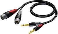 Procab CLA708/3 Кабель-переходник с двух разъемов Jack 6,3 мм моно на два разъема XLR (вилка-вилка), 3 м