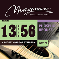 Magma Strings GA150PB Струны для акустической гитары, серия Phosphor Bronze, калибр: 13-17-26-36-46-56, обмотка круглая, фосфористая бронза, натяжение Medium
