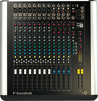 SOUNDCRAFT SPIRIT M8 16-канальный микшерский пульт, 8 мик/лин. входа 4 стерео канала 3-полосный эквалайзер с параметрическим Mid диапазоном в моно каналах 4 AUX посыла 4 стереовозврата S/PDIF выход RCA входы/выходы на магнитофон direct выходы фейдеры 100