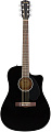 FENDER CD-60SCE Dread Black WN электроакустическая гитара, топ массив ели, накладка орех, цвет черный
