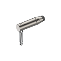 ROXTONE RJ2RPP-BK-NN Разъем 6.3 мм mono Male Jack угловой, цвет серебро, черный маркер, покрытие контактов никель 
