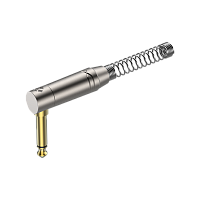 ROXTONE RJ2RPP-NG Разъем 6.3 мм mono Male Jack угловой с пружиной, цвет серебро, покрытие контактов золото, максимальный размер кабеля: 7 мм с пружиной, 8.5 мм без пружины