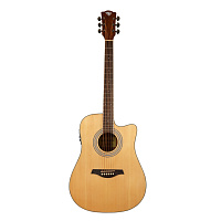 ROCKDALE Aurora D6 C NAT E Gloss электроакустическая гитара, дредноут с вырезом, цвет натуральный, глянцевое покрытие