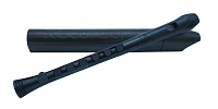 NUVO Recorder+ Black/Black with hard case блокфлейта сопрано, строй С, барочная система, накладка на клапаны, материал АБС пластик, цвет черный